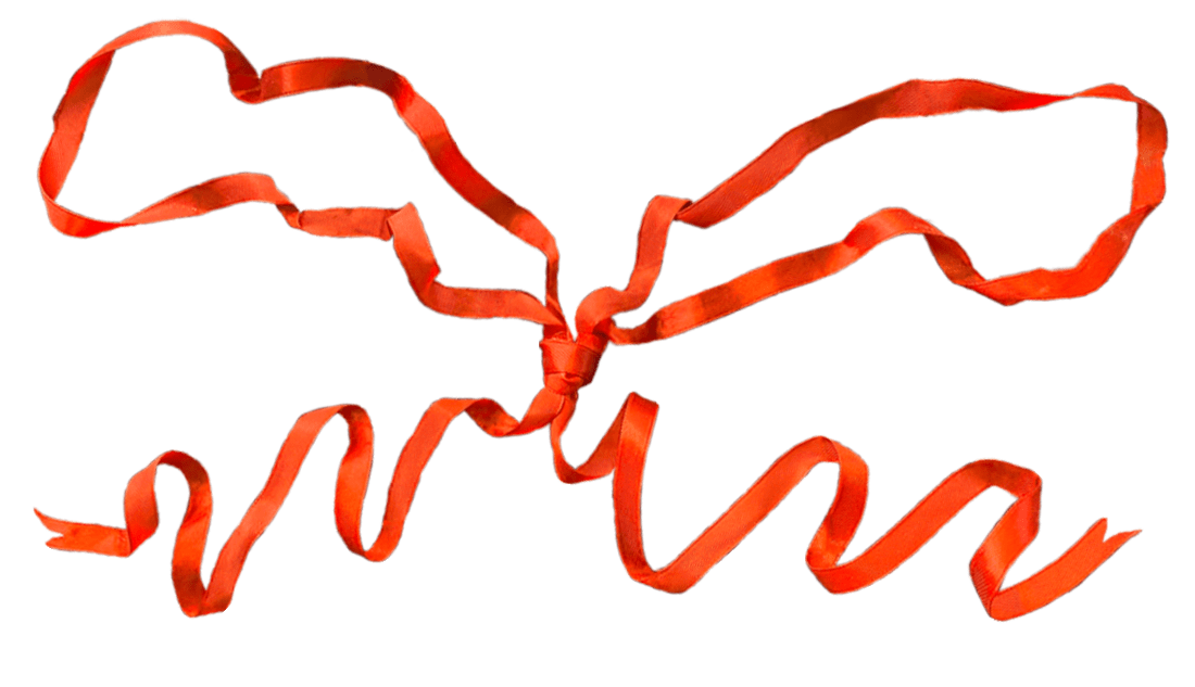 Bow wiggly and made of red ribbon